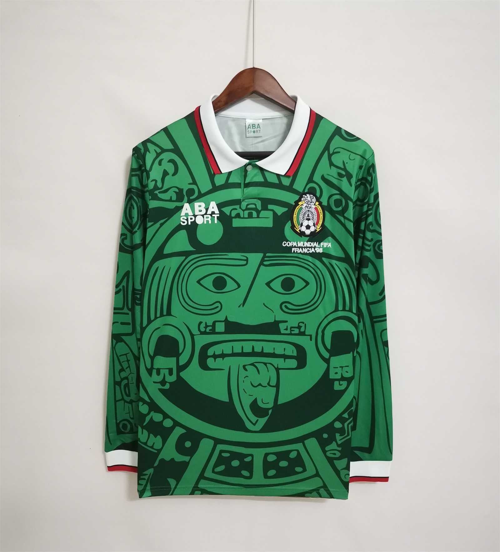MAILLOT MEXIQUE DOMICILE 1998 VERSION MANCHES LONGUES