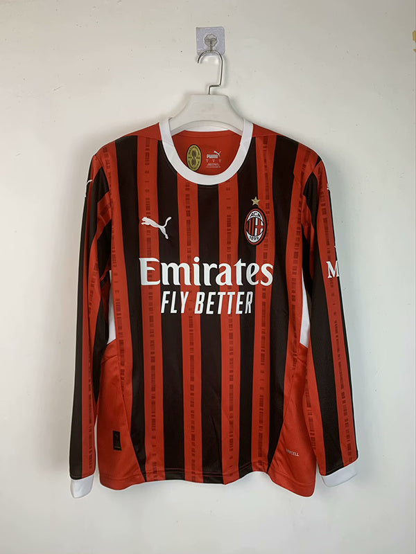 MAILLOT AC MILAN DOMICILE 2024/2025 VERSION MANCHES LONGUES